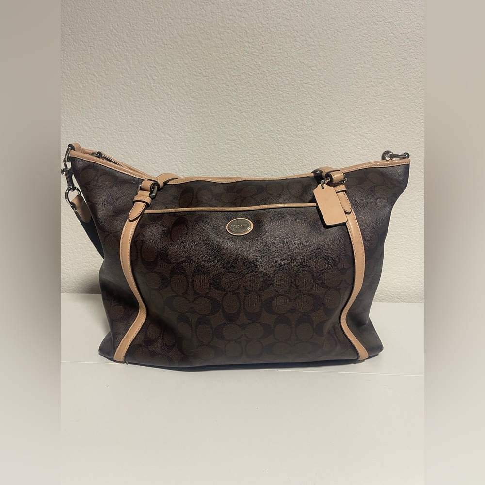 💼Coach Peyton Signature Pocket Tote Brown Canvas Tan Leather Trim
🌵 Description - Picture 3 of 15